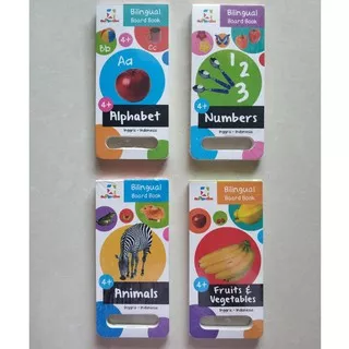 BOARDBOOK MINI! Opredo Bilingual Board Book: Alphabet / Numbers / Animals / Fruits and Vegetables