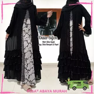 Abaya gamis hitam arab mewah pesta saudi mesir dubai ori original import terbaru OUTER SIFON