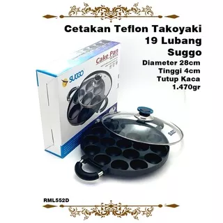 Cetakan Teflon Takoyaki/Kue Cubit/Poffertjes  Suggo 19 Lubang 28cm