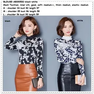 Baju Atasan Kerja Pesta Lace Brukat Brokat Blouse Wanita Korea Import Lengan Panjang Murah