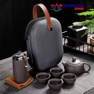 teapot ceramic set travel with bag / kungfu tea pot / teko teh portable / kung fu tea cup ceremony