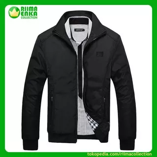 Jaket Pria Model Cougle Float Keren Branded Murah Distro Terbaru  MZ374 Jaket Inv Bomber Simple Bl