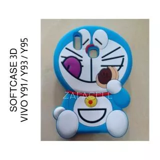 Softcase 3D Hp Vivo Y91 / Y93 / Y95 Case Silikon Cover Karakter Kucing Doraemon Lucu