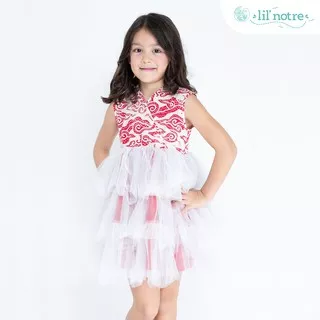 Lil' Notre Dress Pesta Anak/Dress Tulle/Lilnotre/Isadora Dress/Red/2-12 Tahun