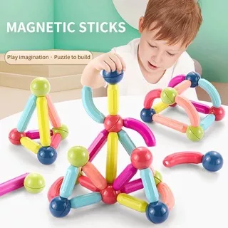 Mainan Magic Magnetic sticks Dan Ball Magnet Bar Magnetic / Mainan Susun Tiang Dan Bola Magnet / Mainan Edukasi Anak / STEM