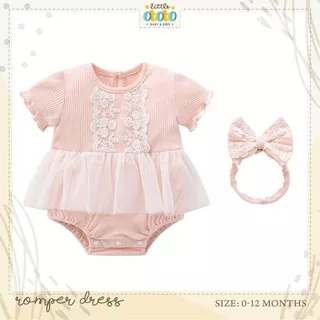 Romper Bayi Premium LILY PINK - Pakaian Baju Jumpsuit dress pesta Jumper Bodysuit Bayi Baby Perempuan girl