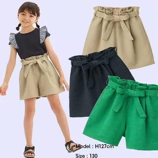 [3warna] GU by UNQ 779 Girls Tie Waist Shorts - Celana Pendek Anak Perempuan Branded Original