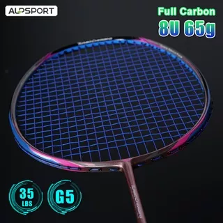 ALP BBQ 8U 65g 35Lbs Gradient Color Pro 100% Full Carbon Fiber Badminton Racket With Tied String Super Light Racquet Multicolor Sports Reket Rainbow Bulutangkis Raket For Training