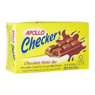 APOLLO CHECKER /COKLAT WAFER Impor 24pcs x 18gr / Chocolate Wafer Bar Coated & Cream Filled Wafer