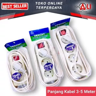 DEXICON Stop Kontak Saklar Kabel Panjang 3 / 5 Meter Terminal Kuningan colokan 2 lubang/colokan 3 lubang/4 lubang