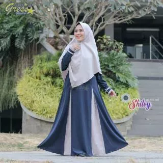 Set gamis + hijab maxi dress kombinasi polos 2 warna murah gamis hijab syar`i kekinian maxi dres