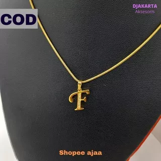 KALUNG TITANIUM LIONTIN HURUF F/ Murah Dan Berkualitas/ 100% Titanium