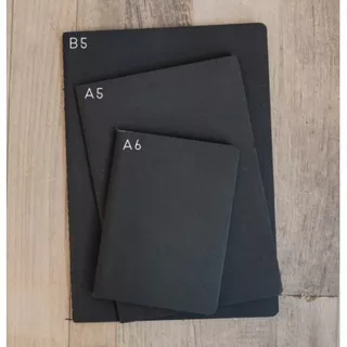 Black Paper Plain Notebook A5 A6 B5 / Notebook A5 A6 B5 Hitam Polos