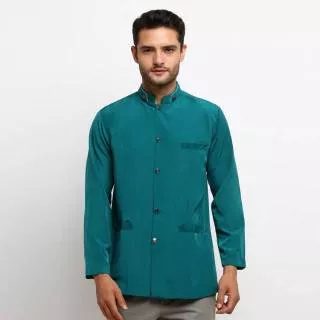 Baju Koko Pria Muslim Jasko Jas Koko Polos Hijau Tosca Lengan Panjang Baju Murah Tanah Abang JIT 035