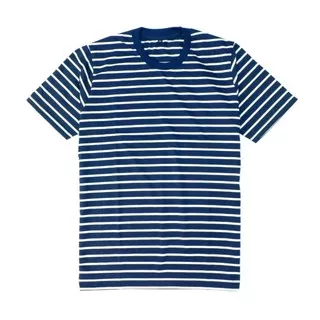 Kaos salur belang Stripe Dominan Navy cotton combed 30s