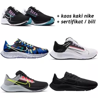 PREMIUM ORIGINAL Sepatu RUNNING Nike Air Zoom Pegasus 38 Black White Grey Navy Dark Blue Navy Red