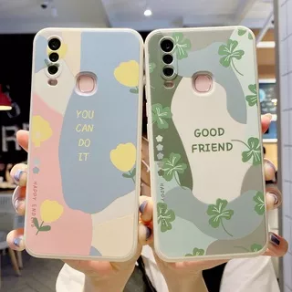 Case iPhone 12 11 Pro SX Max XR X 6 6s 7 8 Plus SE 2020 Soft TPU Yellow Flower Rose Green leaves Clover Contrast Color Design Ins Style Camera Protect Anti Crack Drop FK
