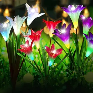 Lampu Taman Led Tenaga Surya Anti Air Bentuk Bunga Lily Untuk Dekorasi Outdoor