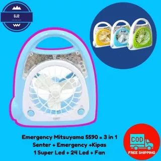 Mitsuyama Kipas Lampu Emergency MS 5590 Kipas Angin Portable Portabel dan Senter Led Super Terang