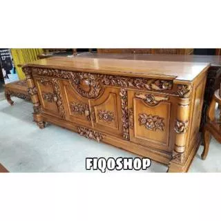 Bufet meja tv model bulan kayu jati asli furniture jepara best seller