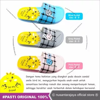 sandal anak selop untuk laki-laki dan perempuan desain terbaru bahan ringan dan lembut smile bird