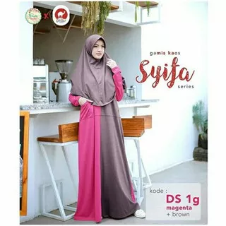 Gamis Kaos DHIKR SYIFA SERIES 1G MAGENTA BROWN