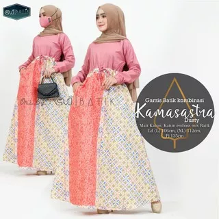 DRESS BATIK GAMIS BATIK KAMASASTRA MOTIF BATIK PASTEL ORI SVJ BATIK