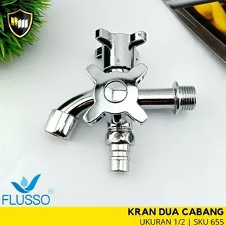 FLUSSO KRAN PB3 KDB ZC-S | Flusso Kran Tembok Double Baling Stainless Series | Kran Shower