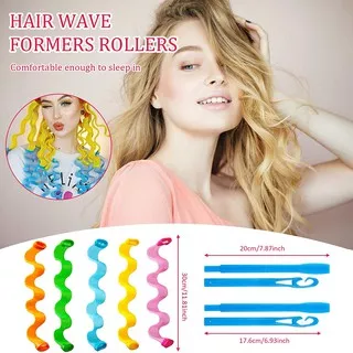 WAVE FORMER  Isi 12pcs Magic Leverage Alat Keriting Penggulung Rambut Instan Curly Hair 30cm / Pengikal Ikal Rambut Pengeriting Gantung S582