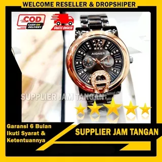 Jam Tangan Aigner - Jam Tangan Fashion Wanita Aigner 50101 Tanggal Aktif Chrono Hiasan Tali Rantai Free Baterai - Hadiah Kado Ulang Tahun - Bisa COD - Terlaris !!!