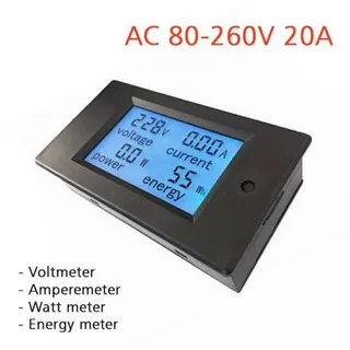 watt meter ammeter volt meter dan kwh meter AC 220 V 20 A