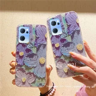 Ready Stock 2022 New Casing hp OPPO Reno 7 Z 5G 4G Reno7 Pro Phone Case Colorful Flowers Vintage Painting Transparent Silicone Soft Case