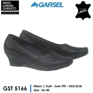 GARSEL SHOES Sepatu Pantofel Kerja Wanita Kulit - Sole TPR - HAK:5CM Hitam Terbaru Original Asli Bandung Cibaduyut Promo Diskon Local Brand Outlet Fashion - GST 5166