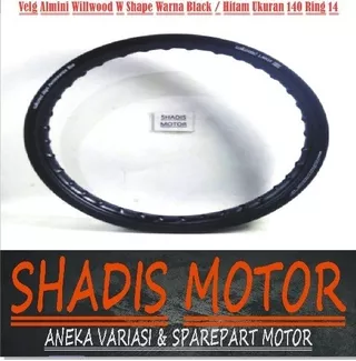 Velg Almini Willwood W Shape Ukuran 140 Ring 14 Warna Hitam Velg Jari Jari Motor