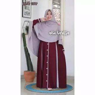 [ GBO ] Gamis Plus Hijab | Syafina Syari | Dress Plus Khimar Terbaru Polos Busui Bahan Moscrepe Trand Kekinian 2021