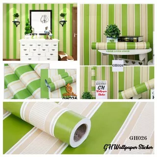 WALLPAPER SALUR HIJAU STIKER DINDING KAMAR WALLPAPER DINDING GARIS WALLPAPER SALUR