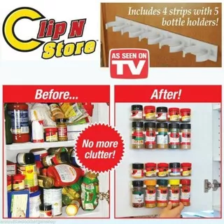 Rak bumbu gantung isi 20 botol Clip n store bottle organizer putih