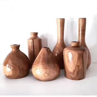 VAS JATI ASLI vas bunga pot kayu vas meja aesthetic