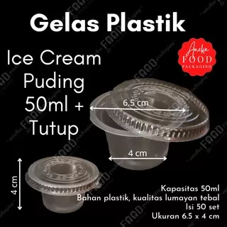 Gelas plastik cup puding 50ml + tutup