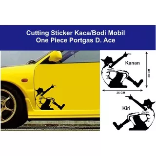 Cutting Sticker Siluet One Piece Portgas D Ace Kaca/Jendela Samping/Belakang/Bodi Mobil/Truk/Pickup