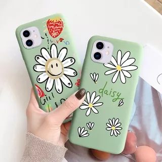 Daisy Sunny Flower Printed Couple Black phone case Candy Silicone Soft Case For Iphone 11 12 Pro 12 Mini 11 6 6s 7 8 Plus X XR XS SE2 2020 TPU Shcokproof Cover