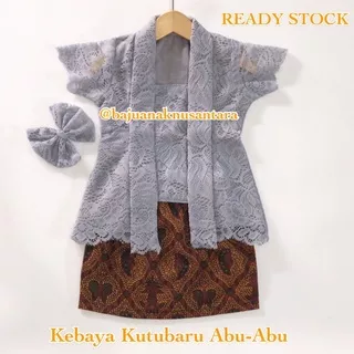 READY STOCK KEBAYA BRUKAT KUTUBARU ANAK DAN BAYI WARNA ABU-ABU