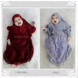 Gamis brukat brokat tulle / tile baby,  baju muslim aqiqah bayi perempuan dress gaun pesta set hijab