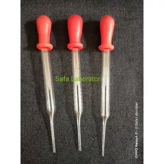 Pipet Tetes Kaca Pendek 10cm Dot Merah 10pcs