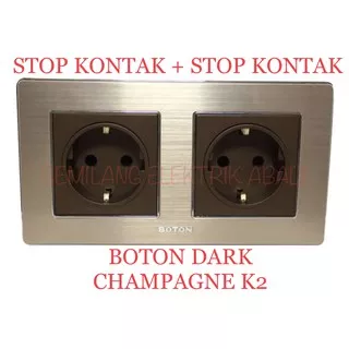 BOTON STOP KONTAK + STOP KONTAK / SOCKET DOUBLE K2 DARK CHAMPAGNE SNI COKLAT
