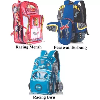 Tas Sekolah Anak Laki-Laki / Backpack Sekolah Cowok / Tas Ransel Cowok Mobil dan Pesawat