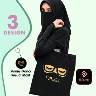 Tas Totebag Wanita Muslimah Tote Bag Syari Semi Canvas Motif Niqab