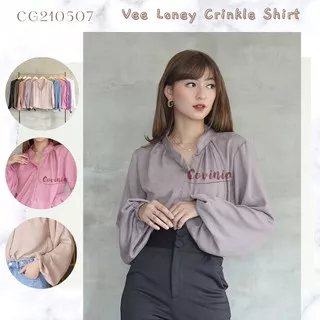 CG210507 - Vee Loney Crinkle Long Shirt Baloney Kemeja Vneck Lengan Panjang High Neck