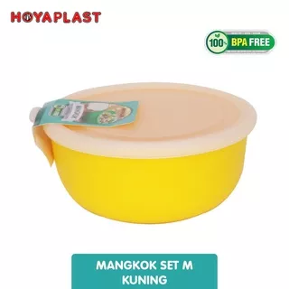 HOYAPLAST Mangkok Plastik M + Tutup Plastik Tebal denagn Desain 8 Varian Motif Warna