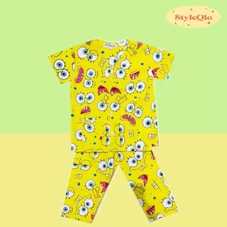 Styleqlo Owl Piyama Anak Baju Tidur Umur Usia 1-12 Tahun Karakter Spongebob